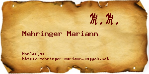 Mehringer Mariann névjegykártya